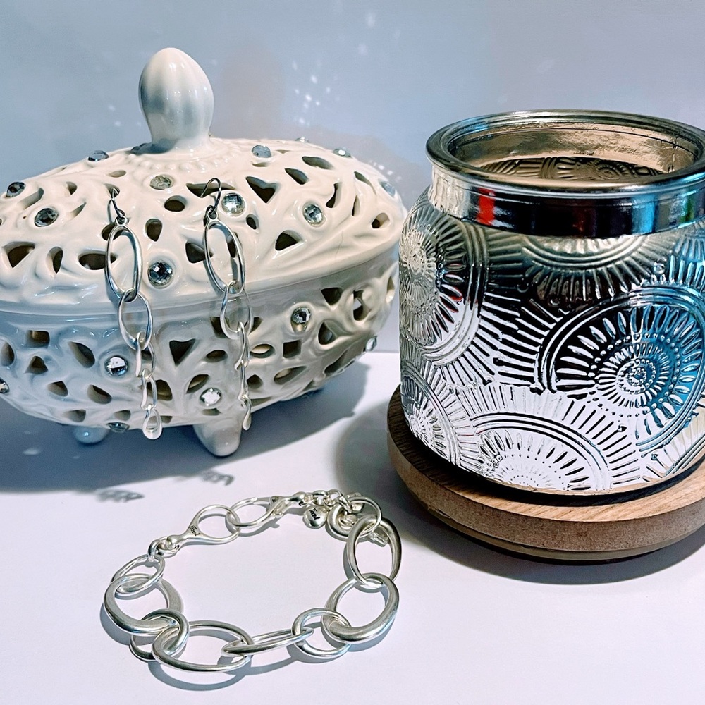 Fossil Oval link bracelet and earrings